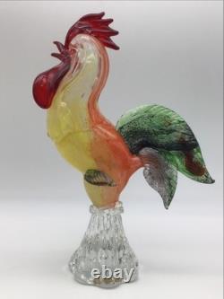 Murano Glass Rooster Hand Blown Original Sticker 11 Inches