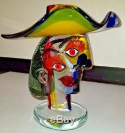 Murano Glass Sculpture Homage to Picasso by Walter Furlan Venetian Faces