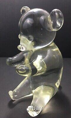 Murano Glass Signed Roberto Moretti Pilgrim Glass Bear Figurine Art Glass