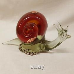 Murano Glass Snail 1960s VINTAGE Scarlet Hand Made Blown Ornament RETRO 2.6 kgs