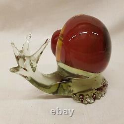 Murano Glass Snail 1960s VINTAGE Scarlet Hand Made Blown Ornament RETRO 2.6 kgs