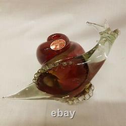 Murano Glass Snail 1960s VINTAGE Scarlet Hand Made Blown Ornament RETRO 2.6 kgs