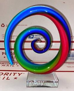 Murano Glass Spiral Swirl Coil Sculpture (Red, Green, Blue) Murano Glassware