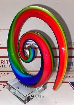 Murano Glass Spiral Swirl Coil Sculpture (Red, Green, Blue) Murano Glassware