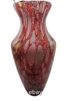 Murano Glass Vase 15 Hand Blown Maestro Vetrai Style Red Aventurine Multicolor
