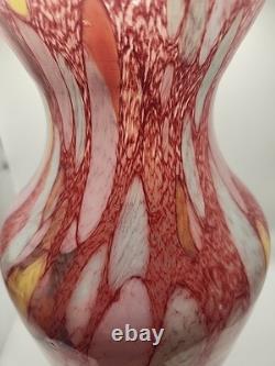 Murano Glass Vase 15 Hand Blown Maestro Vetrai Style Red Aventurine Multicolor