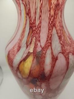Murano Glass Vase 15 Hand Blown Maestro Vetrai Style Red Aventurine Multicolor