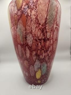 Murano Glass Vase 15 Hand Blown Maestro Vetrai Style Red Aventurine Multicolor