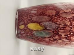 Murano Glass Vase 15 Hand Blown Maestro Vetrai Style Red Aventurine Multicolor