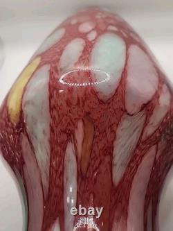 Murano Glass Vase 15 Hand Blown Maestro Vetrai Style Red Aventurine Multicolor