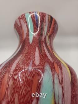 Murano Glass Vase 15 Hand Blown Maestro Vetrai Style Red Aventurine Multicolor