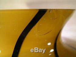 Murano Glass Vase Cased Striped Amber Brown 16