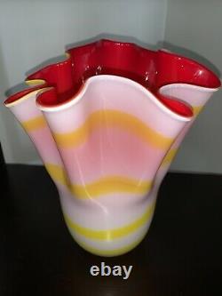 Murano Glass Vase Handkerchief Style Cased Italian Fazzoletto Hand Blown