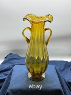 Murano Glass Vase Santa Chiara 1999 Signed Amber Art Glass Hand Blown Italy 12