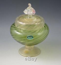 Murano Glass Venetian Glass Footed Apothecary Dresser Jar Flower Finial