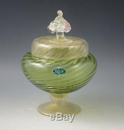 Murano Glass Venetian Glass Footed Apothecary Dresser Jar Flower Finial