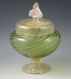 Murano Glass Venetian Glass Footed Apothecary Dresser Jar Flower Finial