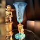 Murano Glass Venetian Hand Blown Blue & Gold Bacchus God of Wine Tipetto Glass