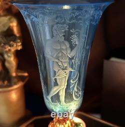 Murano Glass Venetian Hand Blown Blue & Gold Bacchus God of Wine Tipetto Glass