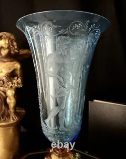 Murano Glass Venetian Hand Blown Blue & Gold Bacchus God of Wine Tipetto Glass