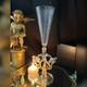 Murano Glass Venetian Hand Blown Clear Gold & Blue Italian Champagne Glass