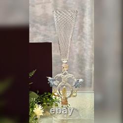 Murano Glass Venetian Hand Blown Clear Gold & Blue Italian Champagne Glass