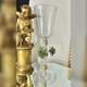 Murano Glass Venetian Hand Blown Clear, Gold & Green Floral Tipetto Glass 1