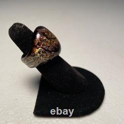 Murano Glass Vintage Hand-Blown GOLD Foiled Art Glass Domed Abstract Ring Size 5