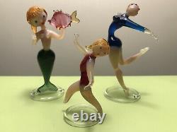 Murano Glass Vintage Italian Venetian Lot Dancing Figurines Mouth Blown Glass