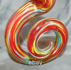 Murano Glassware Art Rainbow Spiral Unique Example14 Tall X 5 1/4 Beauty