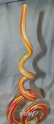 Murano Glassware Art Rainbow Spiral Unique Example14 Tall X 5 1/4 Beauty