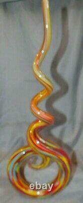 Murano Glassware Art Rainbow Spiral Unique Example14 Tall X 5 1/4 Beauty