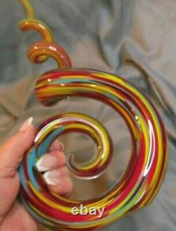 Murano Glassware Art Rainbow Spiral Unique Example14 Tall X 5 1/4 Beauty