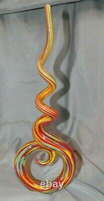 Murano Glassware Art Rainbow Spiral Unique Example14 Tall X 5 1/4 Beauty