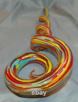 Murano Glassware Art Rainbow Spiral Unique Example14 Tall X 5 1/4 Beauty