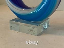 Murano Glassware Hand Blown Art Glass Sculpture Abstract Fish Blue 12 Label