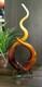 Murano Glassware Hand Blown Honey Amber Twisted Swirl Ribbon Art Glass Sculpture