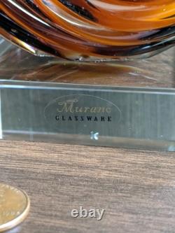 Murano Glassware Hand Blown Honey Amber Twisted Swirl Ribbon Art Glass Sculpture