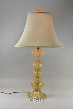 Murano Gold Flake & Clear Hand Blown Glass Fluted Table Lamp
