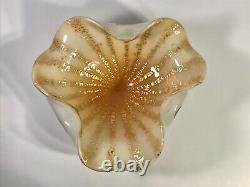 Murano Gold Venetian Hand Blown Art Glass Bowl by Alfredo Barbini Ca 1950s