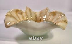 Murano Gold Venetian Hand Blown Art Glass Bowl by Alfredo Barbini Ca 1950s