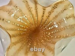 Murano Gold Venetian Hand Blown Art Glass Bowl by Alfredo Barbini Ca 1950s