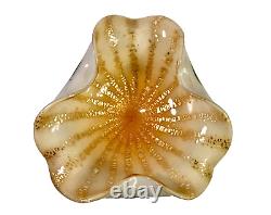 Murano Gold Venetian Hand Blown Art Glass Bowl by Alfredo Barbini Ca 1950s