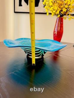 Murano HAND BLOWN GLASS WALL OR TABLE CENTERPIECE PLATTER BLUE INCALMO 12.5