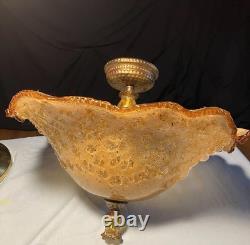 Murano Hand Blown Amber Glass Light Fixture Italian Made