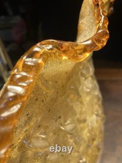 Murano Hand Blown Amber Glass Light Fixture Italian Made