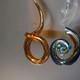 Murano Hand Blown Art Glass Abstract Swirl Sculpture Cobalt Amber 13 Tall