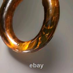 Murano Hand Blown Art Glass Abstract Swirl Sculpture Cobalt Amber 13 Tall