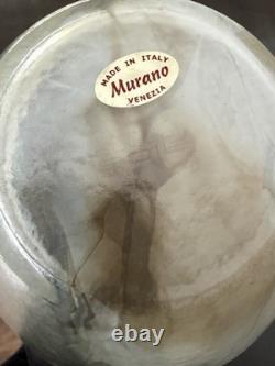 Murano Hand Blown Art Glass Bowl Clear White Brown Made in Italy
