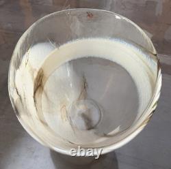 Murano Hand Blown Art Glass Bowl Clear White Brown Made in Italy
